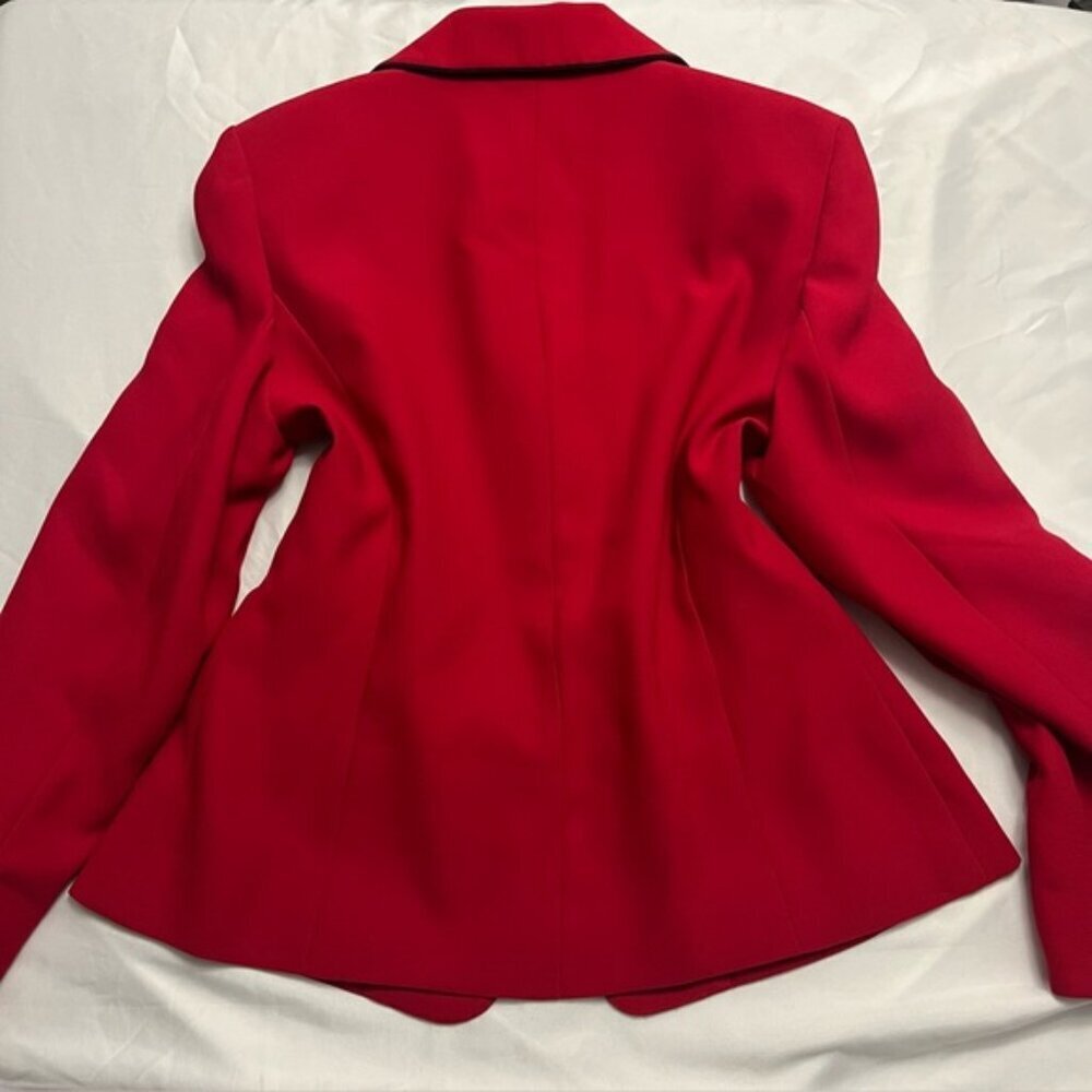 Jones New York Red Black Trim Blazer Jacket Size 10 - Picture 2 of 8